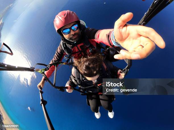 Paraglider Selfie Stock Photo - Download Image Now - Paragliding, Skydiving, Tandem