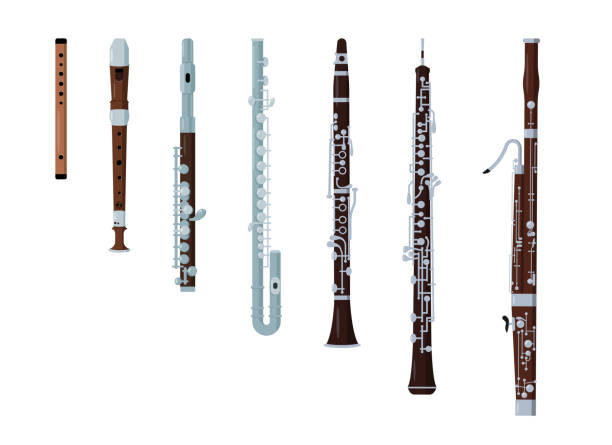 ilustrações de stock, clip art, desenhos animados e ícones de wind classical orchestral musical instrument icons set - bassoon