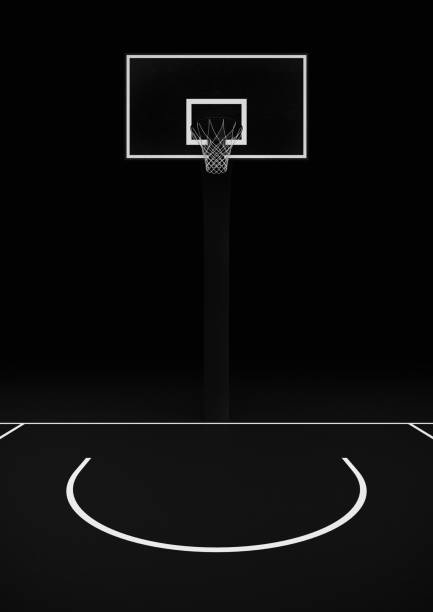 istock Basketball court - black and white 1366134453