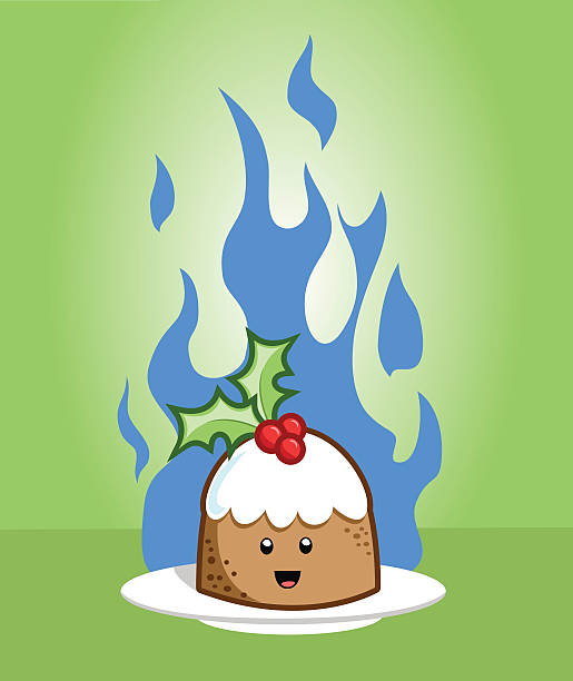 Flaming Pudding Stock Illustration - Download Image Now - Christmas Pudding,  Cartoon, Characters - iStock