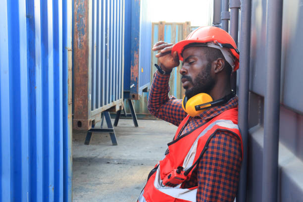 istock Close up of An African American handsome black engineer he is working in container box yard area of  logistics transportation import export or shipping industry 1366142132