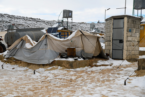 Snow storm hit refugee camps in Rajo district, northwest Syria, causing the collapse of dozens of tents and worsening the conditions of the displaced, leaving many of them without shelter