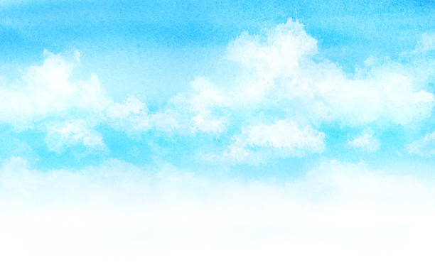 Watercolor illustration of blue sky Watercolor illustration of blue sky light blue sky stock illustrations