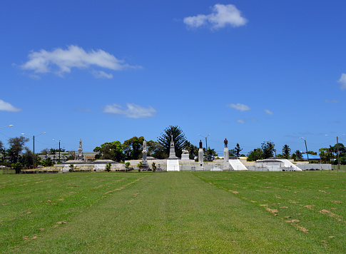 Nukuʻalofa, Tongatapu island, Tonga: Malaʻekula royal tombs (red square) - royal burial grounds, established when the first king of modern Tonga died, Siaosi Tāufaʻāhau Tupou I, His tomb is positioned in the middle of the field.