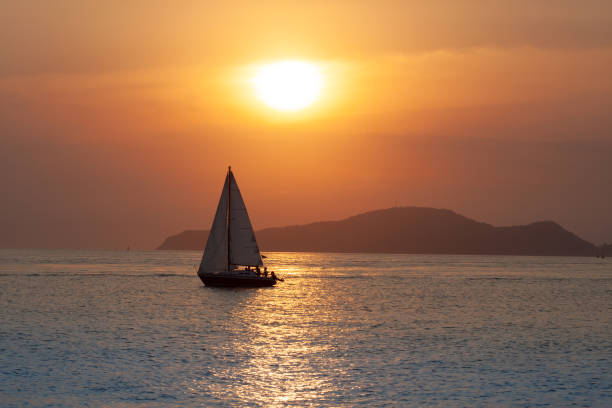 istock Sailing during sunset in Santos Bay, Brazil. 1366151831