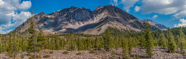 Chaos Crags is the youngest group of lava domes in Lassen Volcanic National Park, California. They formed as six dacite domes 1,100-1,000 years ago. Cascade Mountain Range. A rock avalanche.