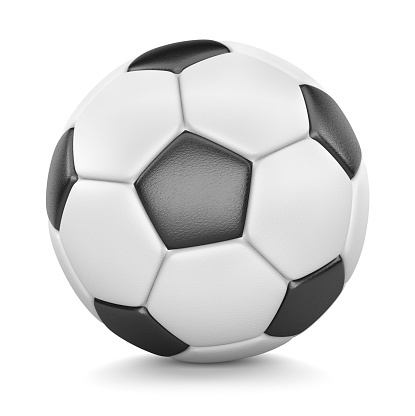 Leather Soccer Ball Icon isolated on white background. 3D Illustration