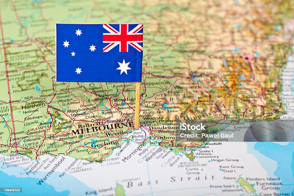 Bandera y Mapa de Australia - Foto de stock de Australia libre de derechos