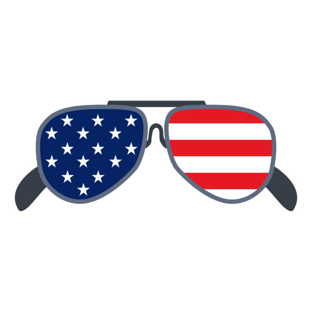 istock Sunglasses with American Flag. Patriotism Election Icon. isolated on white backgroung.  Vector  Illustration 1366163319