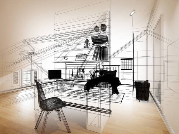 istock sketch design of interior attic bedroom,3d rendering 1366167488