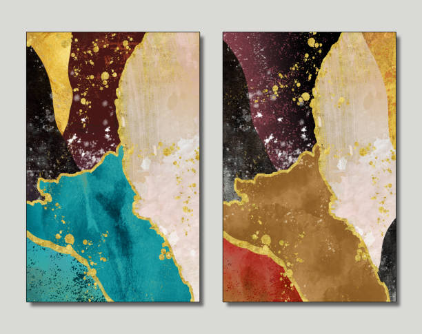 istock 3d abstract marble wallpaper for wall frame.Resin geode and abstract art, functional art, like watercolor geode painting. golden, blue, turquoise, black, white, and gray background. canvas art 1366169680