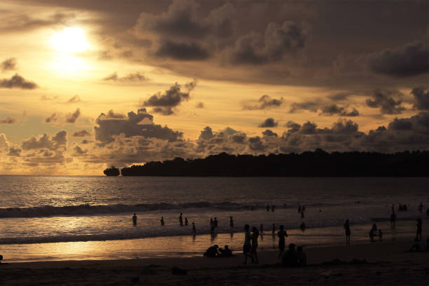 istock Beautiful sunset at Bali beach 1366175958