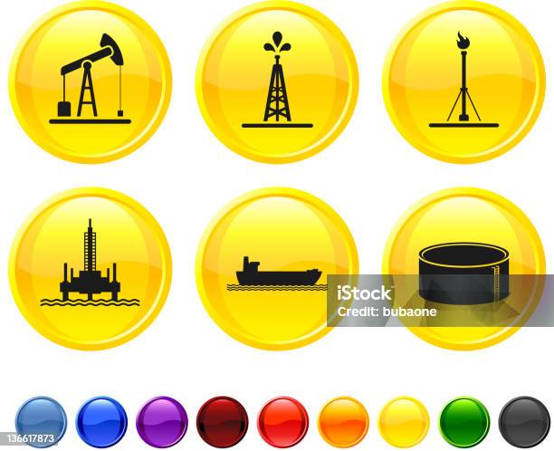 Przemysł Naftowy Zasoby Wektor Zestaw Ikon Royaltyfree - Stockowe grafiki wektorowe i więcej obrazów Barka - Statek przemysłowy
