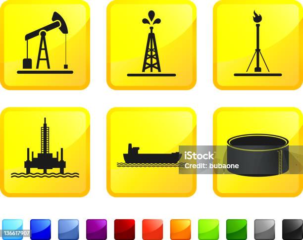 Vetores de Indústria Petrolífera Royalty Free Ícone Conjunto De Adesivos Vetor e mais imagens de Abastecer