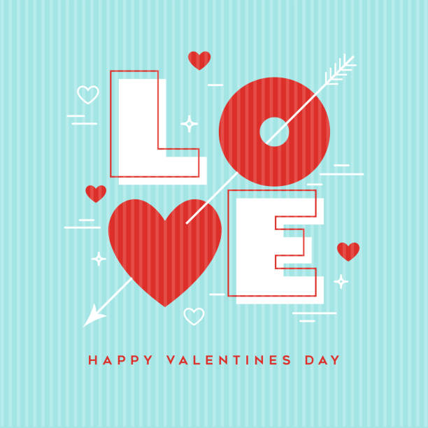 ilustraciones, imágenes clip art, dibujos animados e iconos de stock de diseño de tarjetas de felicitación para el día de san valentín. amor geométrico minimalista moderno. - san valentin