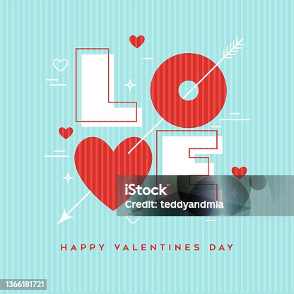 istock Valentine's Day greeting card design. Modern minimalist geometric LOVE. 1366181721