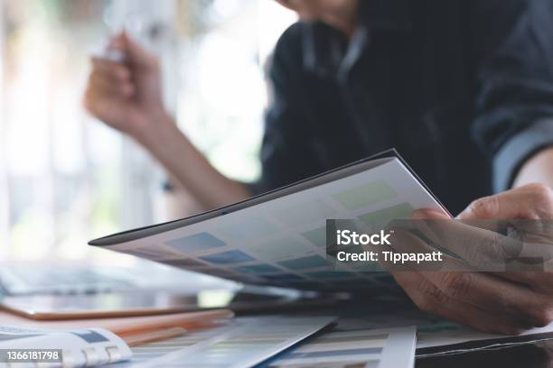 Designer Working In Studio Stock Photo - Download Image Now - Creative Director, Adult, Adults Only