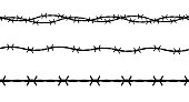 Barbed wire set. Flat vector illustration isolated on white