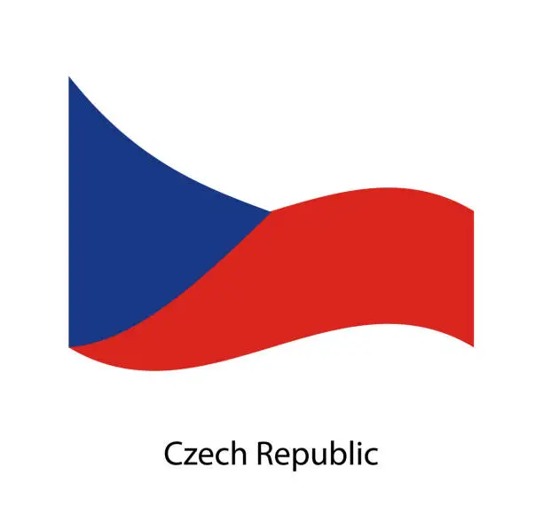 Vector illustration of Czech Republic vector flags set. 5 wavy 3D cloth pennants fluttering on the wind.