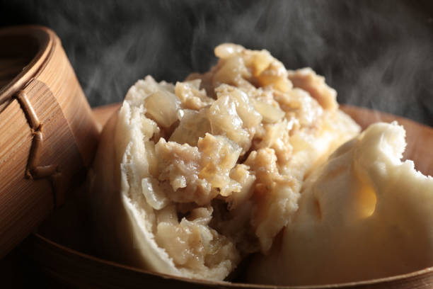 istock Hot steamed meat bun 1366186370