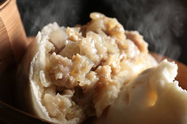 istock Hot steamed meat bun 1366186372