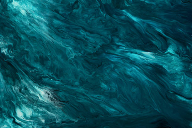 istock Fluid Art. Liquid dark turquoise abstract drips and wave. Marble effect background or texture 1366186556