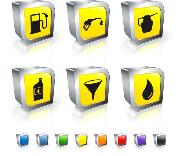 Vector illustration of fuel 3D royalty free vector icon set