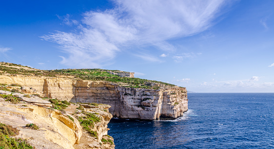 Sanap cliffs near Xlendi Bay on the island of Gozo, Malta