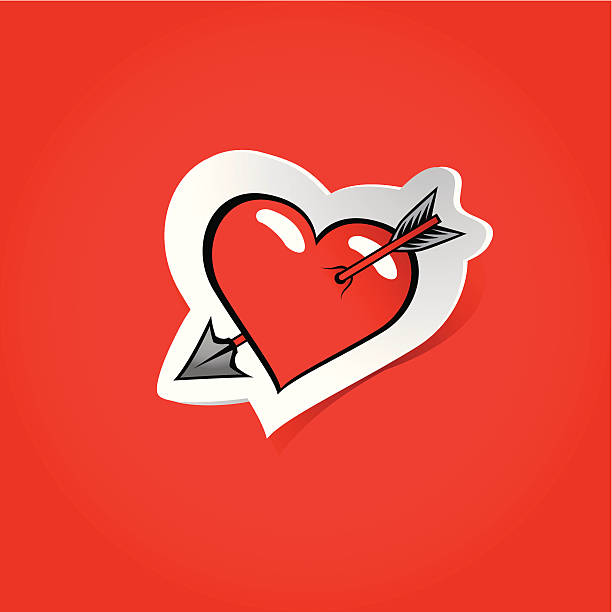 herz mit einem pfeil piercing - cupid love red affectionate stock-grafiken, -clipart, -cartoons und -symbole