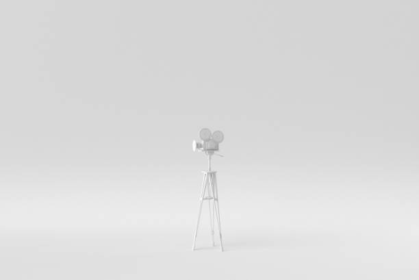 Movie camera on a white background. minimal concept. monochrome. 3D render.