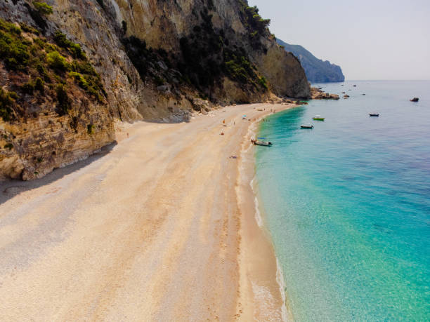 istock Sea coast with rocks and clear water at Corfu, Greece 1366196952