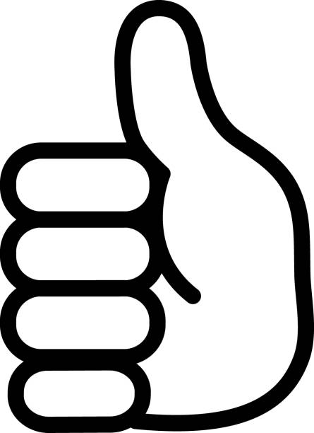 Simple good, like mark illustration (line only) Simple hand sign illustration. Gesture icon thumbs up stock illustrations