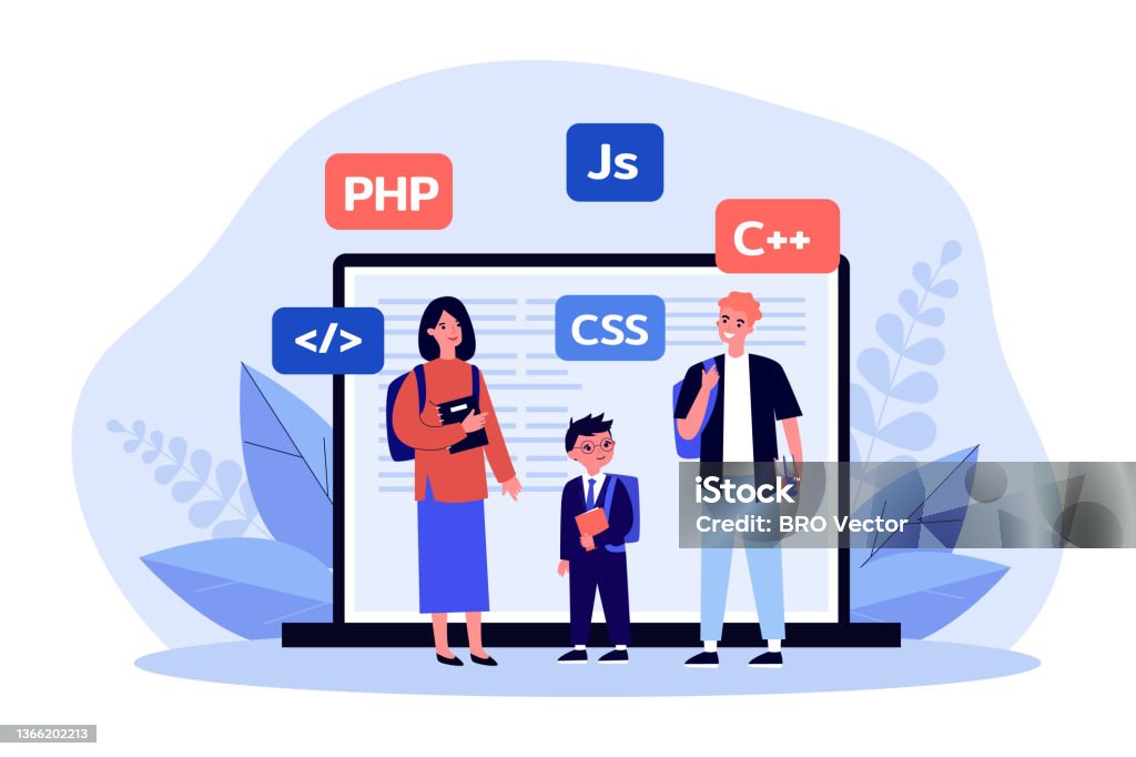 Students Learning Programming Languages Stock Illustration - Download ...