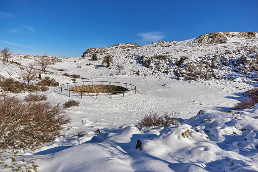 old snow pit to store ice in the national park of the Sierra de las Nieves in Malaga. Andalusia, Spain