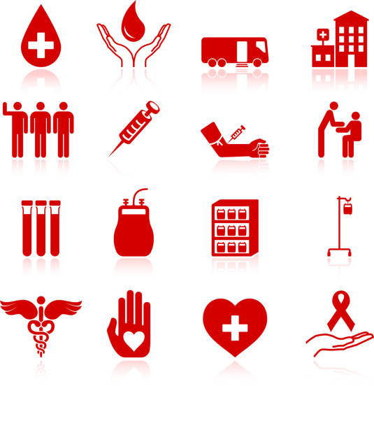 illustrazioni stock, clip art, cartoni animati e icone di tendenza di donazione di sangue set icone vettoriali royalty-free - antithrombin
