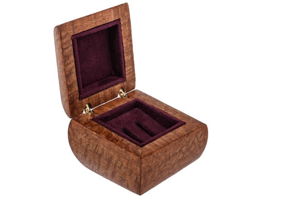 istock Open wooden jewelry box with velvet lining 1366206013