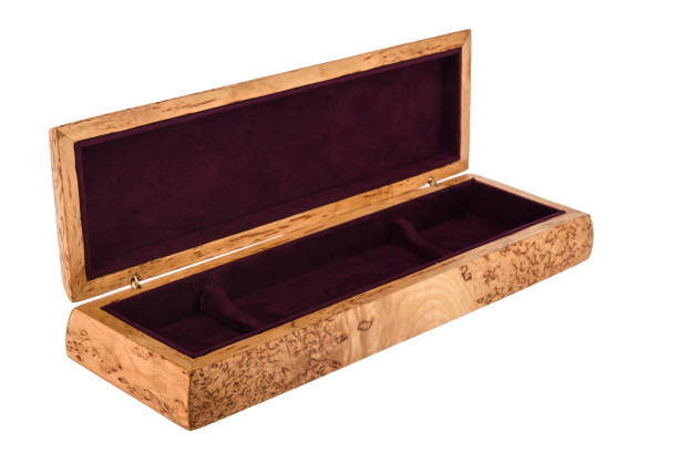 istock Open wooden jewelry box with velvet lining 1366206063