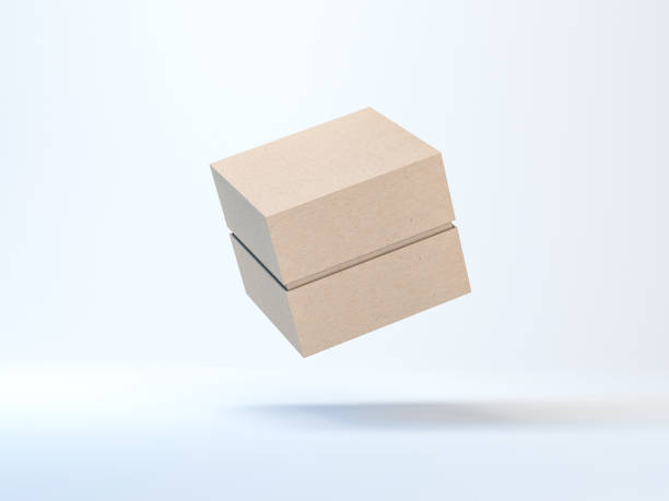istock Brown craft cardboard Box packaging Mockup on white background 1366206077
