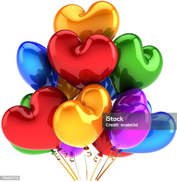 Party Ballons In Form Von Herzen Mit Colorful Dekoration Stockfoto und mehr Bilder von Berühren