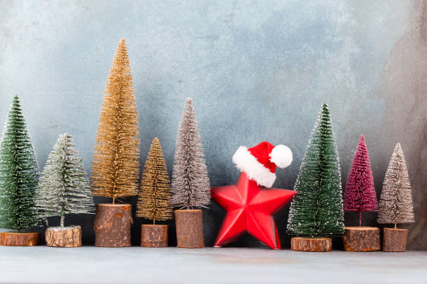 istock Colorful Christmas tree on blue background. 1366209919