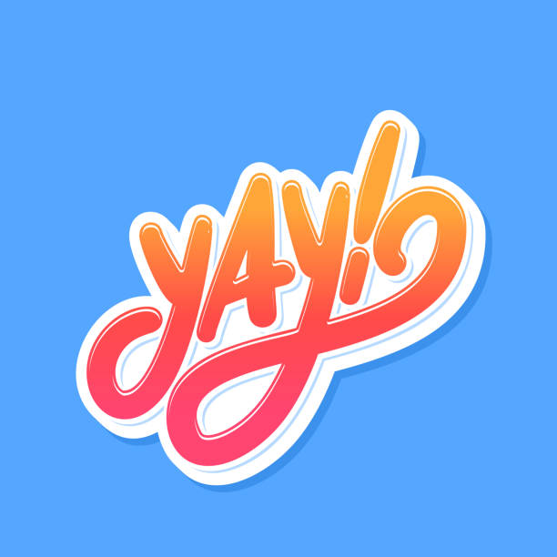 ilustraciones, imágenes clip art, dibujos animados e iconos de stock de yay. banner de letras vectoriales. - regocijo