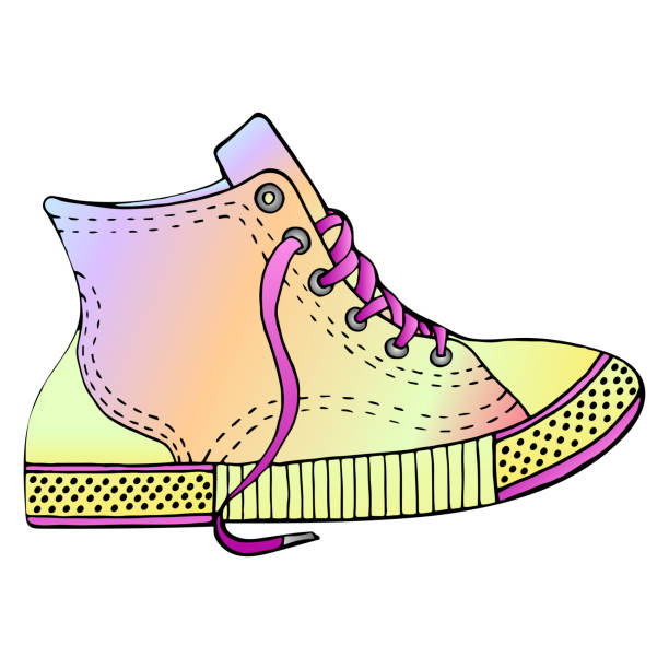 istock Sports shoes, color hand-drawn illustration isolated on white background. 1366210395