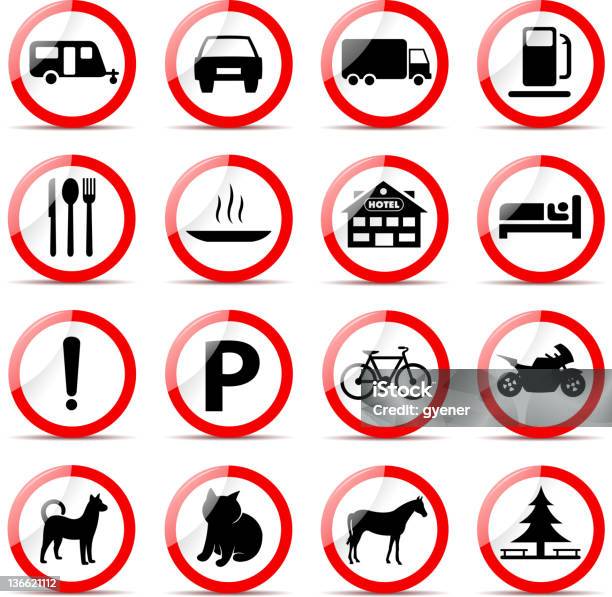 Estrada Símbolos - Arte vetorial de stock e mais imagens de Caravana - Caravana, Estacionar, Gasolina