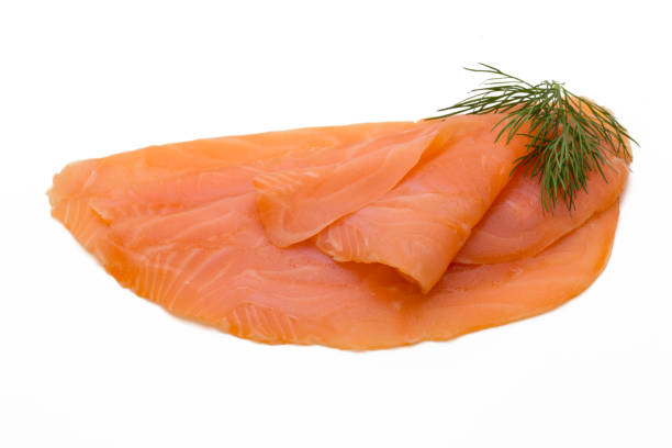 istock Fresh salmon slice and spice on the white background. 1366211242