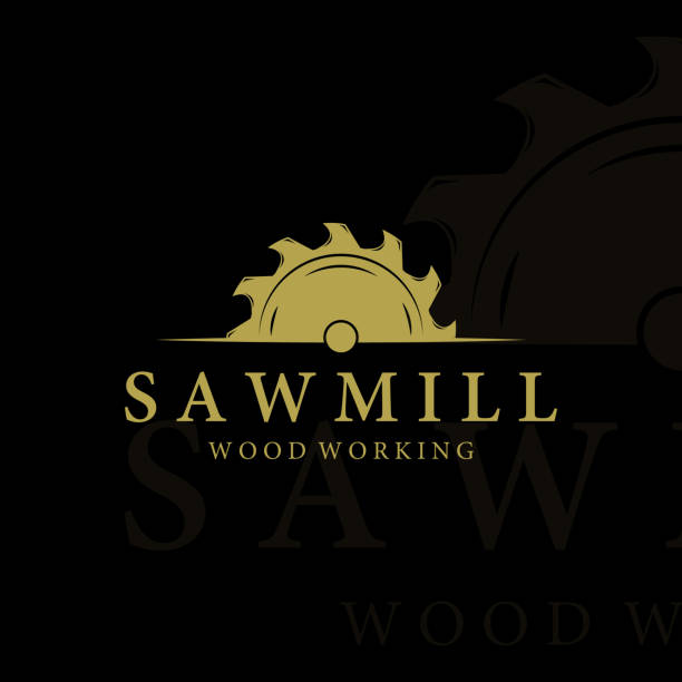 sawmill  vintage vector illustration icon template design. carpentry tool and equipment  for professional carpenter company  concept emblem design sawmill  vintage vector illustration icon template design. carpentry tool and equipment  for professional carpenter company  concept emblem design sawmill gravy stock illustrations