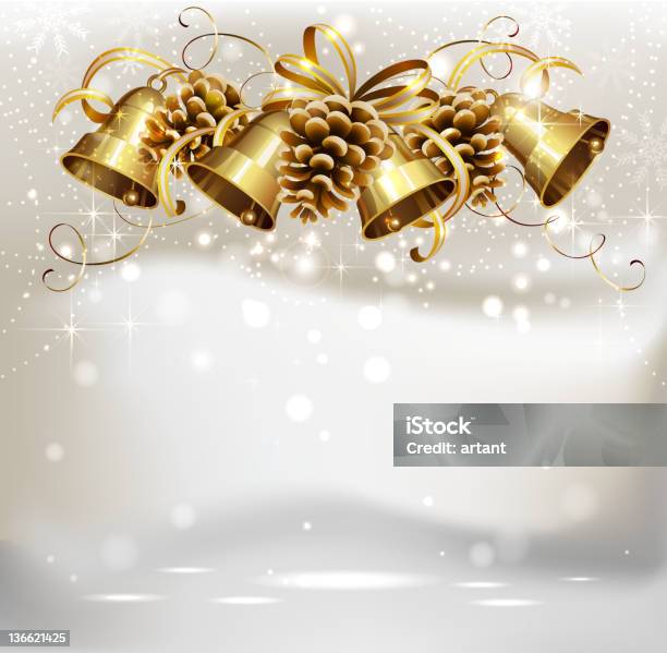 Festive Bells And Cones On The Christmas Background Stock Illustration - Download Image Now