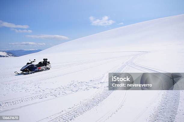 Snowmobile On Vatnajokull Glacier Stock Photo - Download Image Now - Snowmobile, Iceland, Track - Imprint