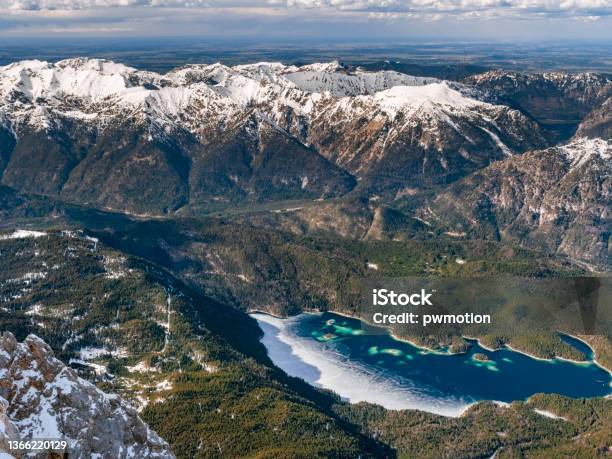 Frozen Eibsee Near Garmisch Partenkirchen Stock Photo - Download Image Now - Scenics - Nature, Zugspitze Mountain, Bavaria