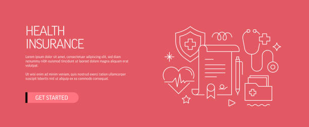 stockillustraties, clipart, cartoons en iconen met health insurance related web banner line style. modern design vector illustration for web banner, website header etc. stock illustration - schadeformulier