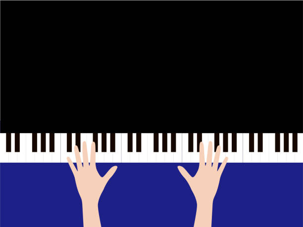 istock Piano keyboard and left and right hand silhouettes of the performer 1366221784